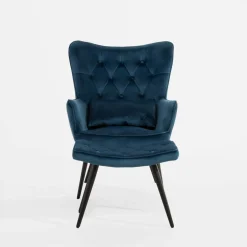 Fotele Wypoczynkowe|inny Fotel wypoczynkowy z podnóżkiem granatowy JEXI