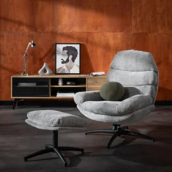 Fotel wypoczynkowy z podnóżkiem szary DEFIT