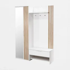 Garderoby| Garderoba z lustrem biała MILO