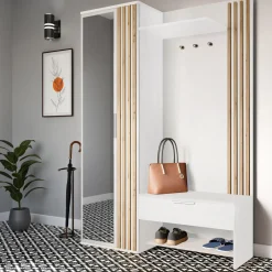 Garderoby| Garderoba z lustrem biała MILO