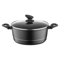 Garnki, Patelnie I Pokrywki| Garnek aluminiowy czarny DELUX 6,5 l