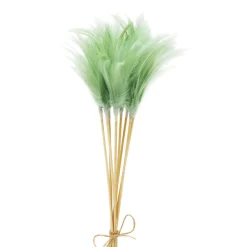 Sztuczne Kwiaty, Rośliny I Gałązki| Gałązka dekoracyjna PIÓRA zielone 72 cm, 12 szt.