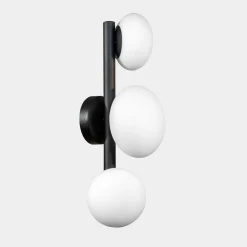 Kinkiety|domiluce Kinkiet 3 owalne klosze biało-czarny UFO