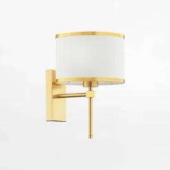 inny Kinkiet do salonu abażur biało-złoty ABBANO