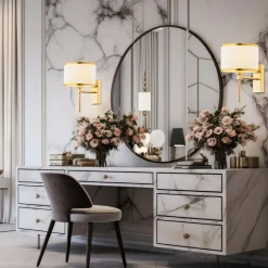 inny Kinkiet do salonu abażur biało-złoty ABBANO