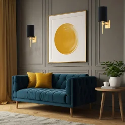 inny Kinkiet do salonu abażur czarno-złoty ABRUZZO