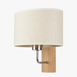 Kinkiety|Spot - Light Kinkiet do salonu drewniany abażur kremowy MERCEDES