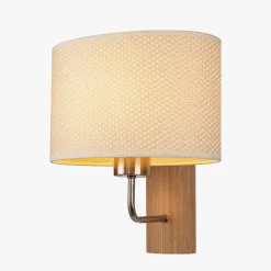 Kinkiety|Spot - Light Kinkiet do salonu drewniany abażur kremowy MERCEDES