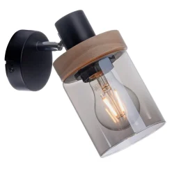 Kinkiety|Paul Neuhaus Kinkiet loftowy czarny drewno PASQUAL