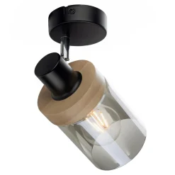 Kinkiety|Paul Neuhaus Kinkiet loftowy czarny drewno PASQUAL