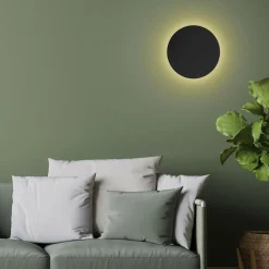 TK Tomasz Krywult Kinkiet minimalistyczny okrągły czarny LUNA NEW 30 cm