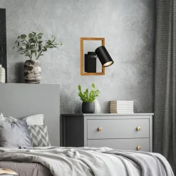 Kinkiety|inny Kinkiet ramka jasne drewno czarny FREY