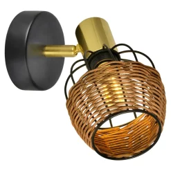 Zumaline Kinkiet rattan czarno-złoty COPA