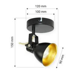 Kinkiety|LED-POL Kinkiet reflektor czarno-złoty ORO FALCO