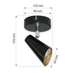 LED-POL Kinkiet reflektor czarno-złoty ORO AQUILA