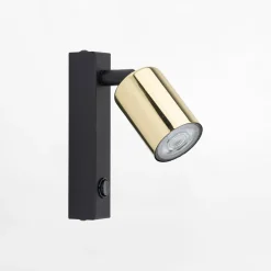 TK Tomasz Krywult Kinkiet reflektor z włącznikiem czarno-złoty TOP