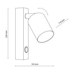 TK Tomasz Krywult Kinkiet reflektor z włącznikiem czarny TOP
