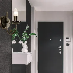 Kinkiety| Kinkiet świecznikowy retro czarno-złoty DONATO