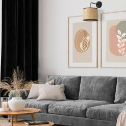 TK Tomasz Krywult Kinkiet z włącznikiem abażur rafia plecionka LIBERIA