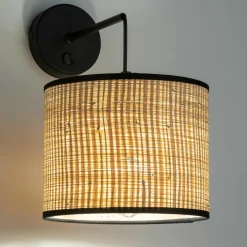 TK Tomasz Krywult Kinkiet z włącznikiem abażur rafia plecionka LIBERIA