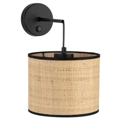 TK Tomasz Krywult Kinkiet z włącznikiem abażur rafia plecionka LIBERIA