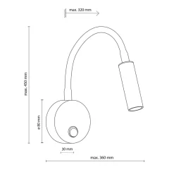 Kinkiety|TK Tomasz Krywult Kinkiet z włącznikiem czarny LAGOS