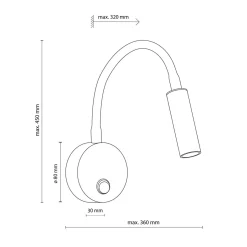 Kinkiety|TK Tomasz Krywult Kinkiet z włącznikiem czarno-złoty LAGOS