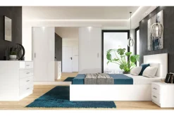 Exline Łóżko białe z oświetleniem MARSYLIA 160x200 cm