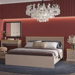 inny Łóżko dwuosobowe 160x200 cm IDELLO taupe dąb kamienny