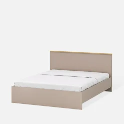 inny Łóżko dwuosobowe 160x200 cm IDELLO taupe dąb kamienny