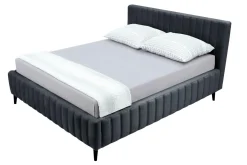 Łóżka Tapicerowane|Łóżka| Łóżko grafitowe ze stelażem MAGGIE FULL 160x200 cm