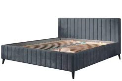 Łóżka Tapicerowane|Łóżka| Łóżko grafitowe ze stelażem MAGGIE FULL 160x200 cm
