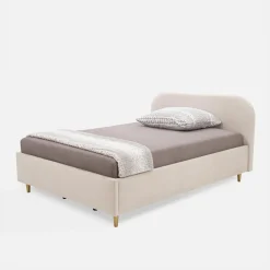 Łóżka Tapicerowane|Łóżka|inny Łóżko jasnobeżowe SANTADI 120x200 cm