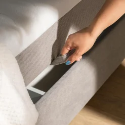 Łóżko kontynentalne beżowe MARY 140x200 cm