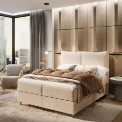 inny Łóżko kontynentalne beżowe ONTARIO 160x200 cm