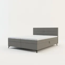 Łóżka Tapicerowane|Łóżka| Łóżko kontynentalne jasnoszare MARY 160x200 cm