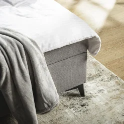 Łóżka Tapicerowane|Łóżka| Łóżko kontynentalne jasnoszare MARY 160x200 cm