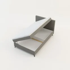 Łóżko kontynentalne jasnoszare MARY 120x200 cm