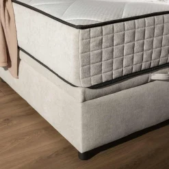 Łóżka Tapicerowane|Łóżka|inny Łóżko kontynentalne jasnoszare LAURITA SQUARE 180x200 cm