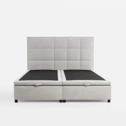 Łóżka Tapicerowane|Łóżka|inny Łóżko kontynentalne jasnoszare LAURITA SQUARE 180x200 cm