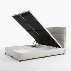 Łóżka Tapicerowane|Łóżka|inny Łóżko kontynentalne jasnoszare LAURITA SQUARE 180x200 cm