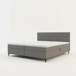 Łóżka Tapicerowane|Łóżka| Łóżko kontynentalne jasnoszare MARY 180x200 cm