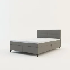 Łóżka Tapicerowane|Łóżka| Łóżko kontynentalne jasnoszare MARY 140x200 cm