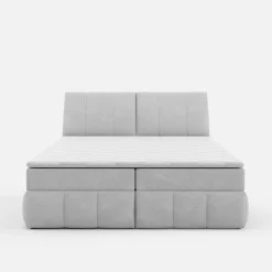 Łóżka Tapicerowane|Łóżka| Łóżko kontynentalne szare LORENZO HR 160x200 cm