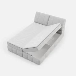 Łóżka Tapicerowane|Łóżka| Łóżko kontynentalne szare LORENZO HR 160x200 cm