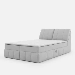 Łóżka Tapicerowane|Łóżka| Łóżko kontynentalne szare LORENZO HR 140x200 cm