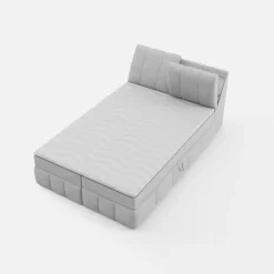 Łóżka Tapicerowane|Łóżka| Łóżko kontynentalne szare LORENZO HR 140x200 cm