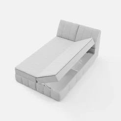 Łóżka Tapicerowane|Łóżka| Łóżko kontynentalne szare LORENZO HR 140x200 cm