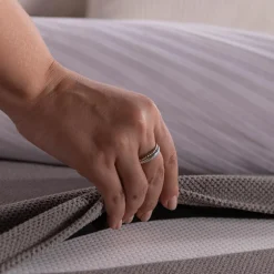 Dzieci inny Łóżko kontynentalne z materacem szare SILLA 90x200 cm