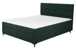 Łóżko kontynentalne z pojemnikiem zielone MEGAN PU 160x200 cm